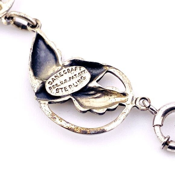 Danecraft Sterling Silver Necklace Earrings Set Signed Acorns n Leaves Links VTG - Picture 4 of 7